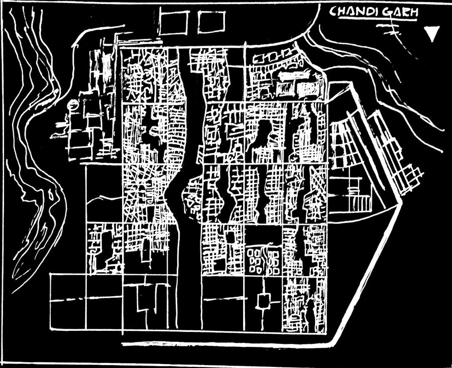 Chandigarh urban grid study sketch