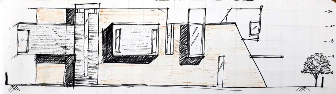 House elevation study, architectural sketch